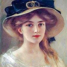 Girl with Black Ribboned Hat.