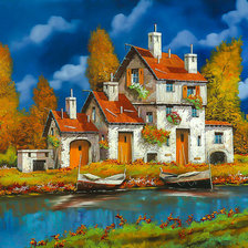 Схема вышивки «White Houses on the River.»