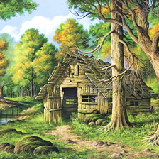 Оригинал схемы вышивки «Лесной домик.» (№2012240)