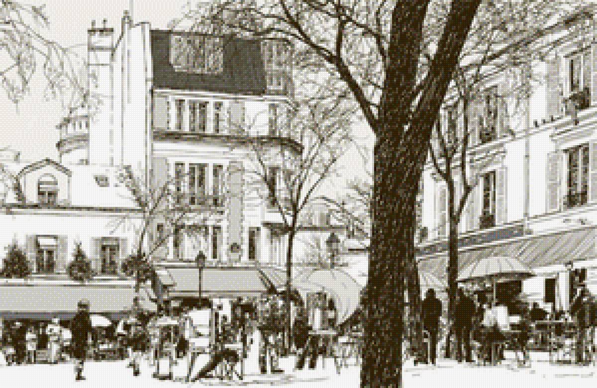 Париж Монмартр - художник, город, париж, зима - предпросмотр