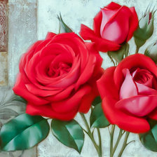 Схема вышивки «Three Red Roses.»