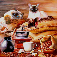 Схема вышивки «Коты и кофе»
