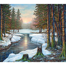 Оригинал схемы вышивки «Пейзаж. Зимняя река.» (№2014970)