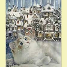Оригинал схемы вышивки «Зимний котик.» (№2015174)