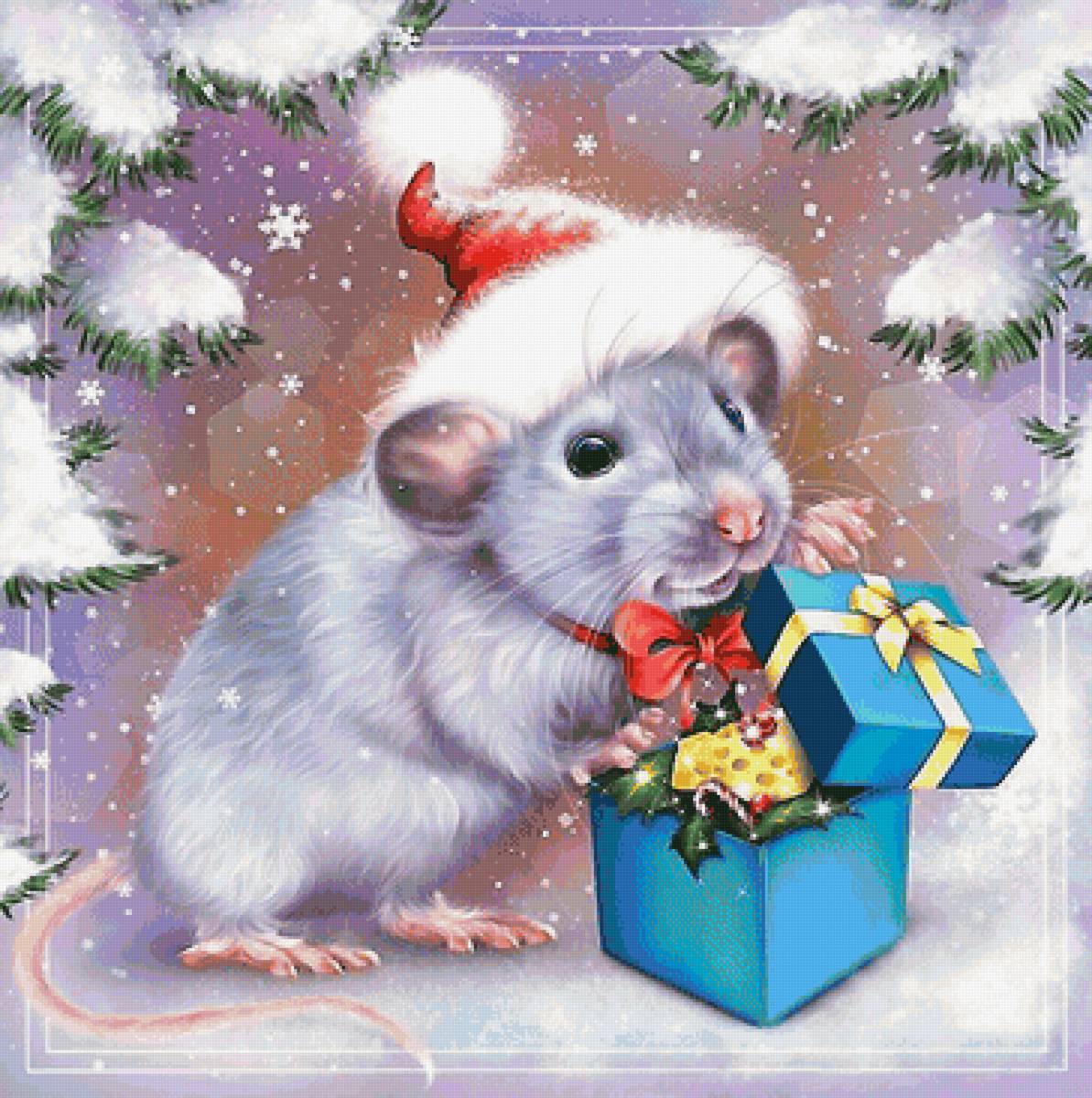 Новогодняя мышка - мышь, новый год, подарок - предпросмотр