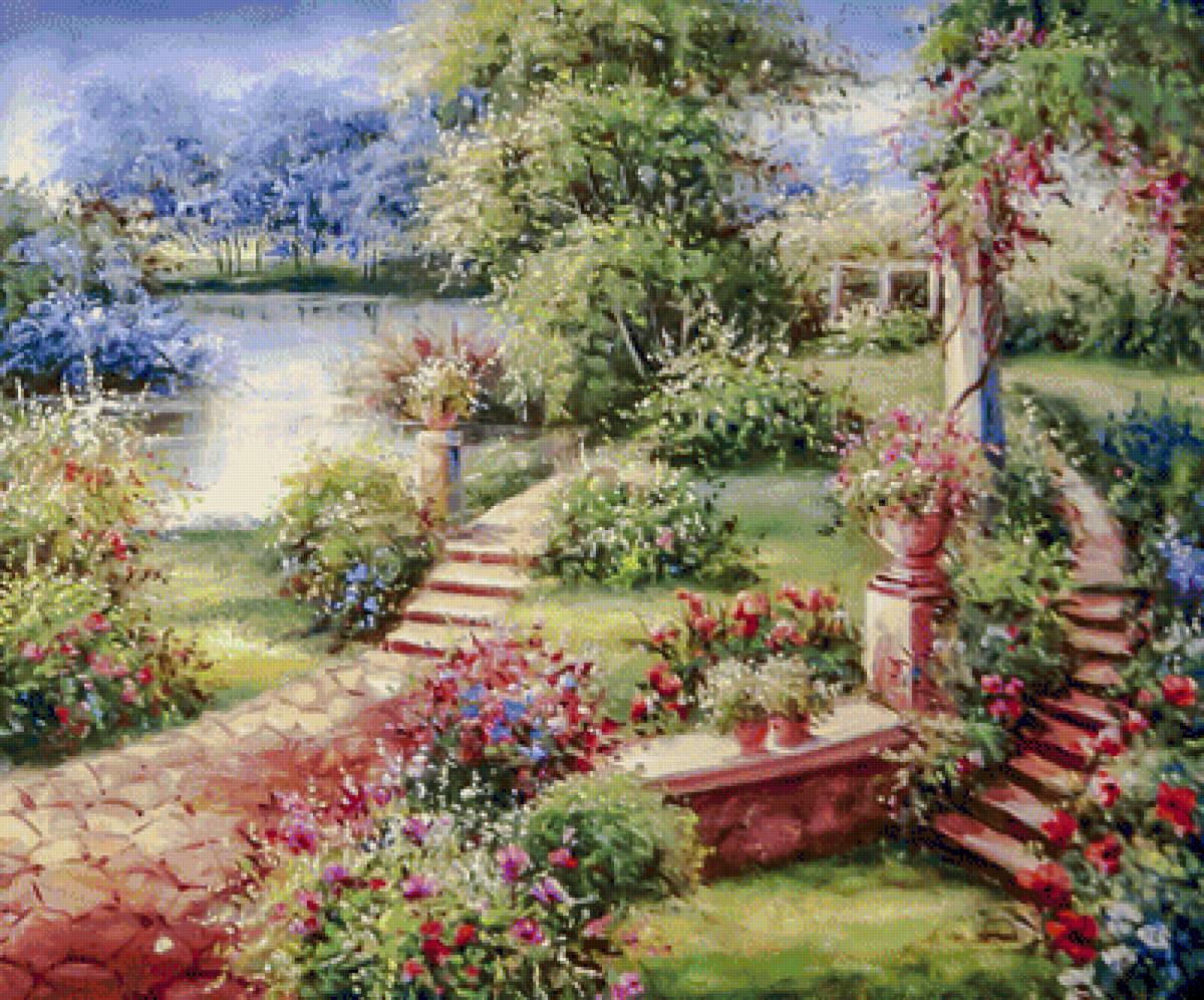Summer's Garden. - ruslan smorodinov paintings.scenarys.flowers and gardens - предпросмотр