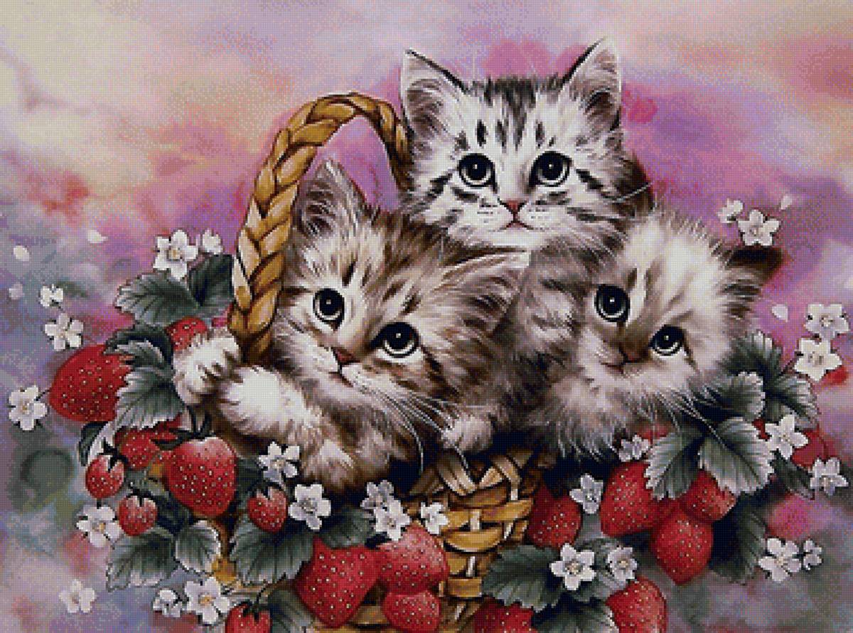 Котята - ягоды, корзина, котята - предпросмотр