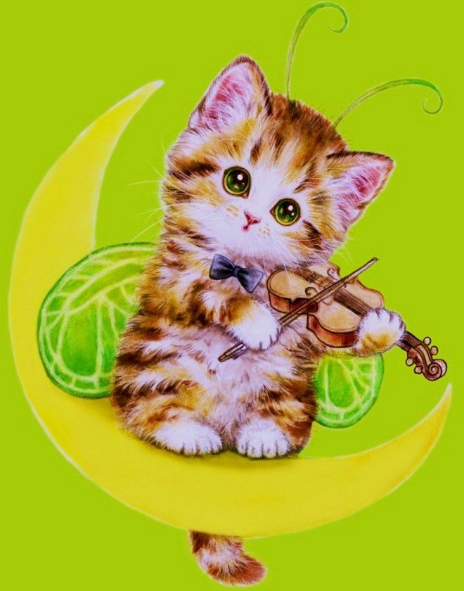 Музыкант - котенок, скрипка - оригинал