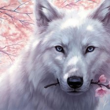 Оригинал схемы вышивки «Белый волк» (№2022196)