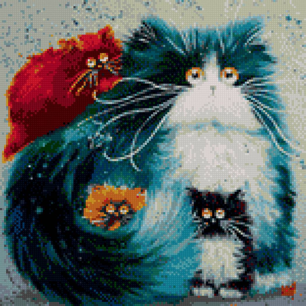 Коты - коты, разноцветные - предпросмотр