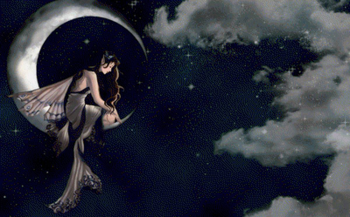 Ночная фея - фея, ночь, луна - предпросмотр