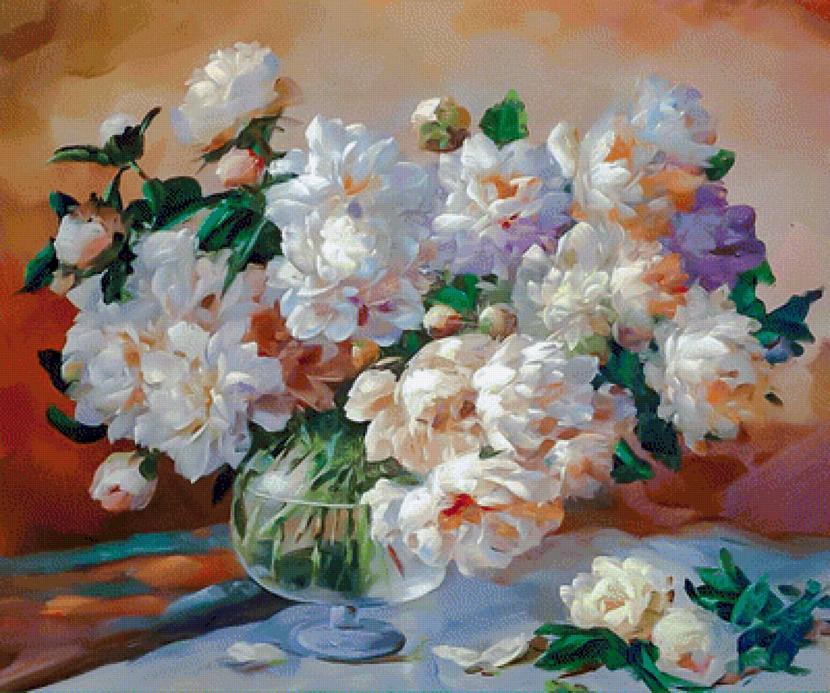 Bouquet of Tender Peonies. - antonio gianillatti painter.flowers and gardens. - предпросмотр