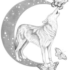 Схема вышивки «wolf vlinder maan»