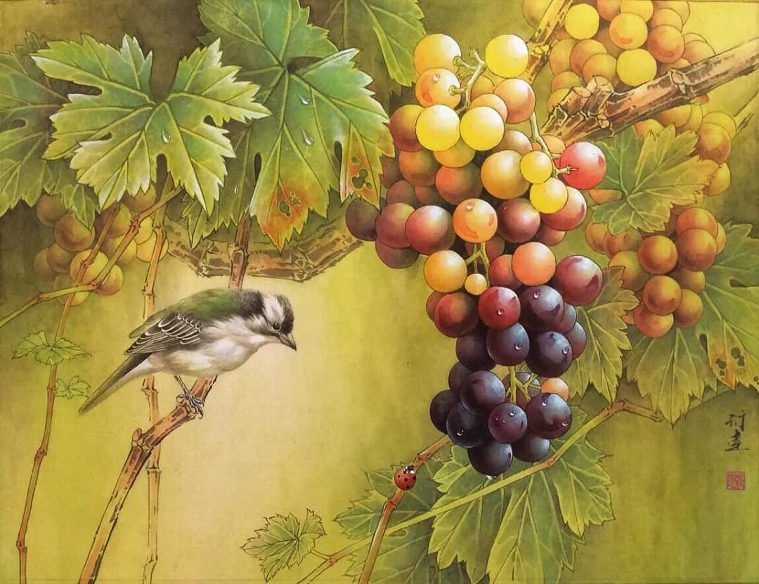 Птица и виноград - птица, виноград - оригинал