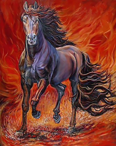 Конь. - лошадь, конь, живопись - оригинал