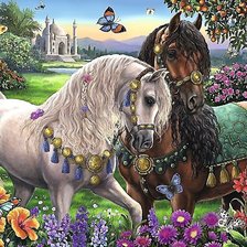 Схема вышивки «сказочные лошади»