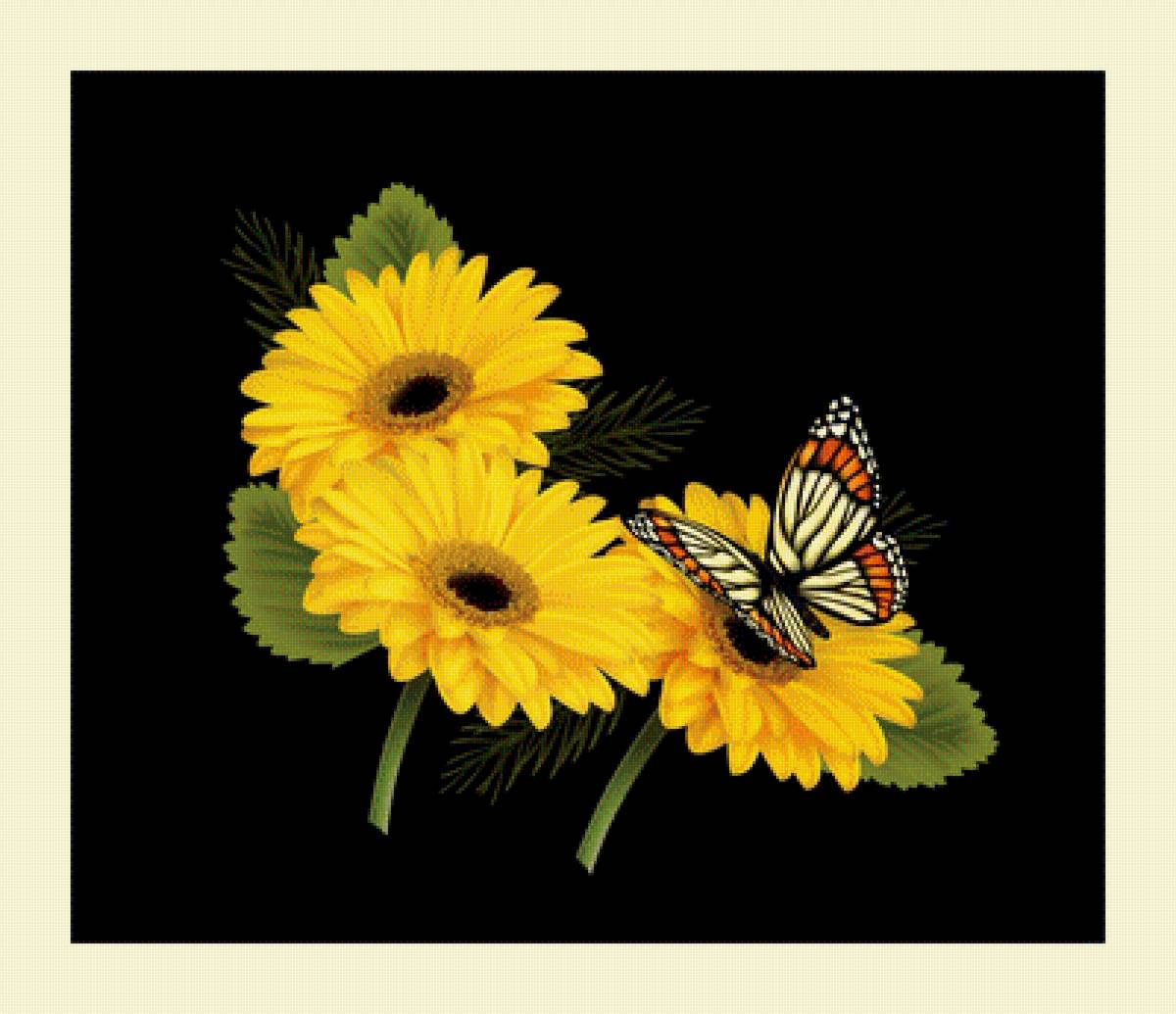 №2033997 - натюрморт, бабочки, цветы - предпросмотр