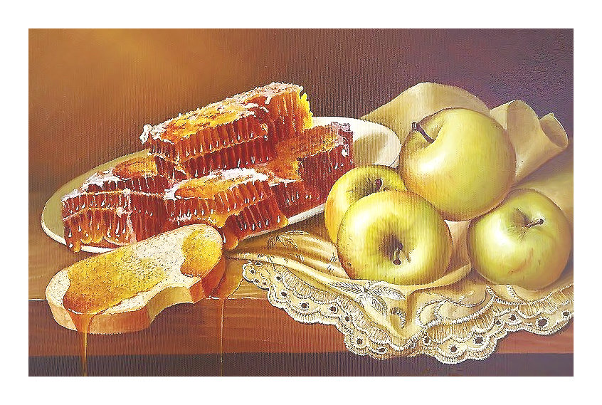 Серия "Натюрморты". Медовый - натюрморт, фрукты, яблоки, мед - оригинал