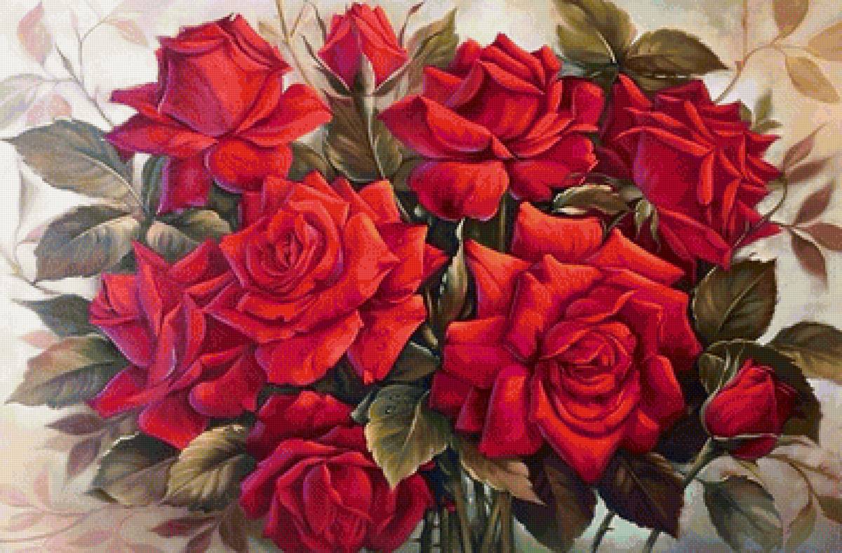 "Как хороши,как свежи были розы..." - красные цветы, букет, цветы, красные розы, розы - предпросмотр