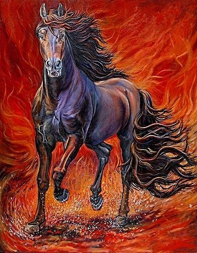 конь-огонь - огонь, пламя, лошадь, конь, домашние животные - оригинал