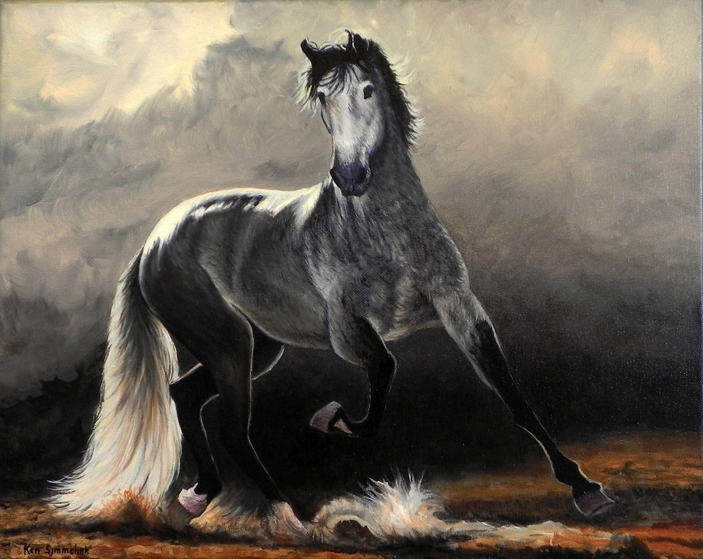 Конь перед грозой - конь, гроза, картина, лошадь - оригинал