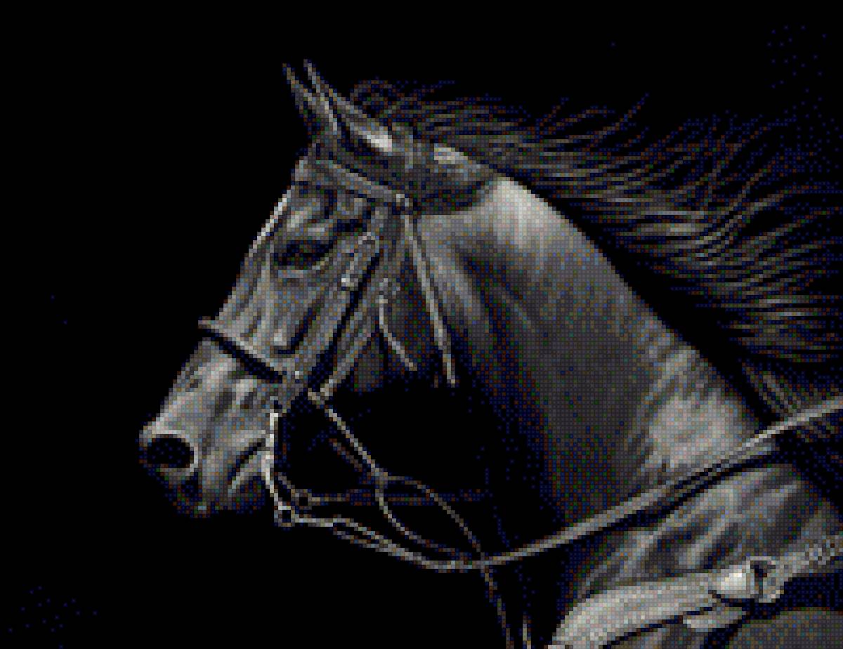 Профиль коня - конь, профиль, лошадь, картина - предпросмотр