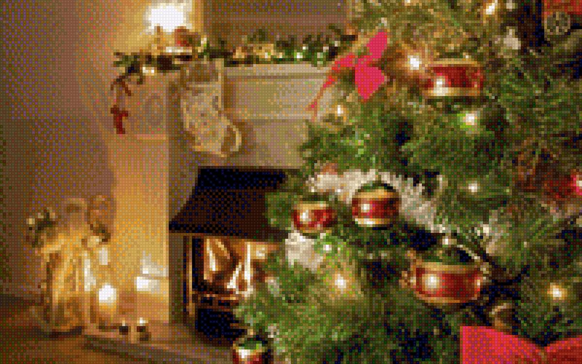 Новый год и камин. - праздники зимние, зима, пожелания, праздник, открытка, новый год - предпросмотр