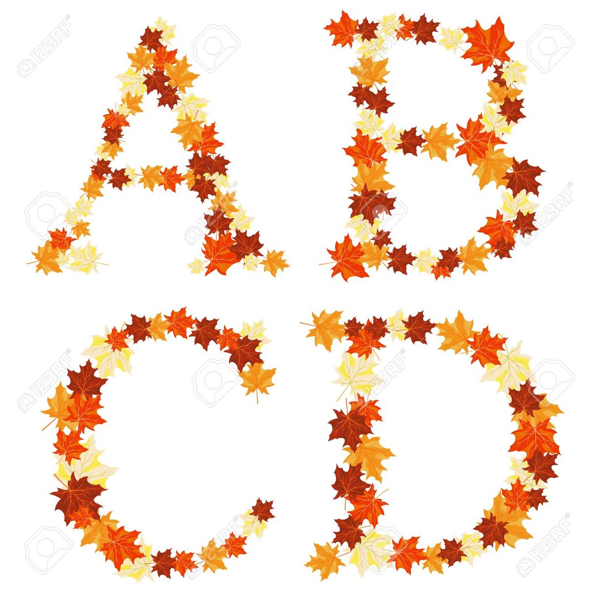 Алфавит с листьями - алфавит, листья, абетка - оригинал
