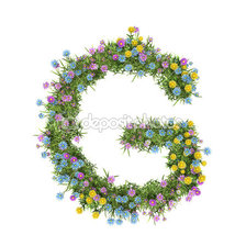 Схема вышивки «Буква G, цветы»