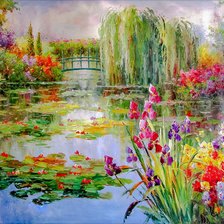 Схема вышивки «Colorful Water Lily Pond.»
