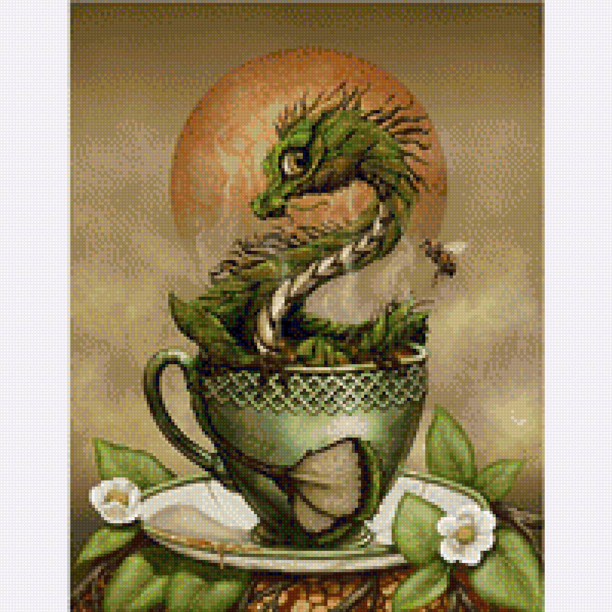 Дракон Зеленого чая - чашка, утро, дракон, чай - предпросмотр