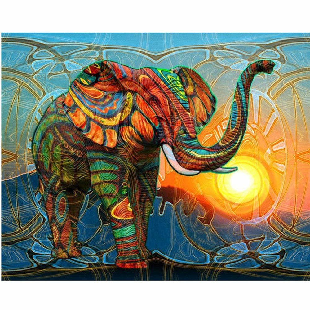 Радужный слон - арт, слон, животное, картина, радужный, фантазии - оригинал