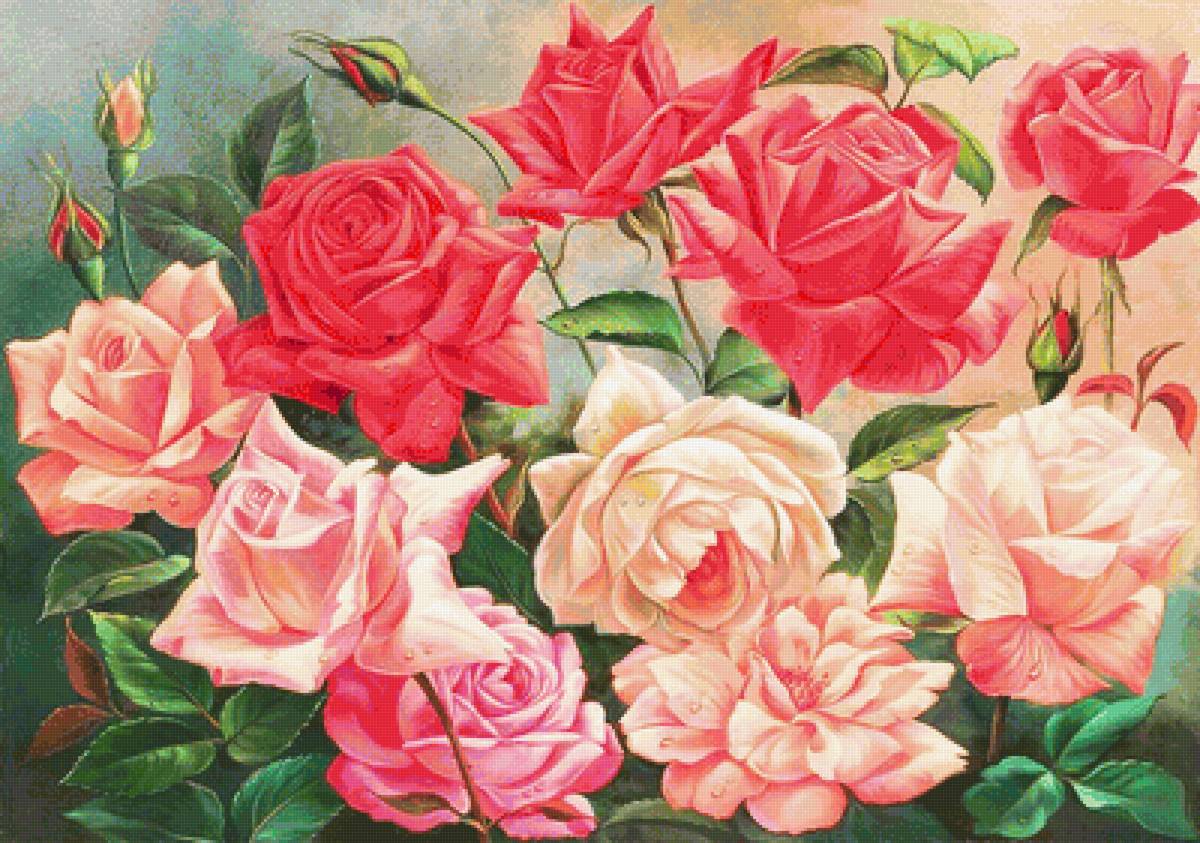"Как хороши,как свежи были розы..." - розы, красные розы, красные цветы, розовые цветы, цветы, розовые розы - предпросмотр