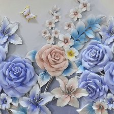 Оригинал схемы вышивки «голубые розы» (№2044156)