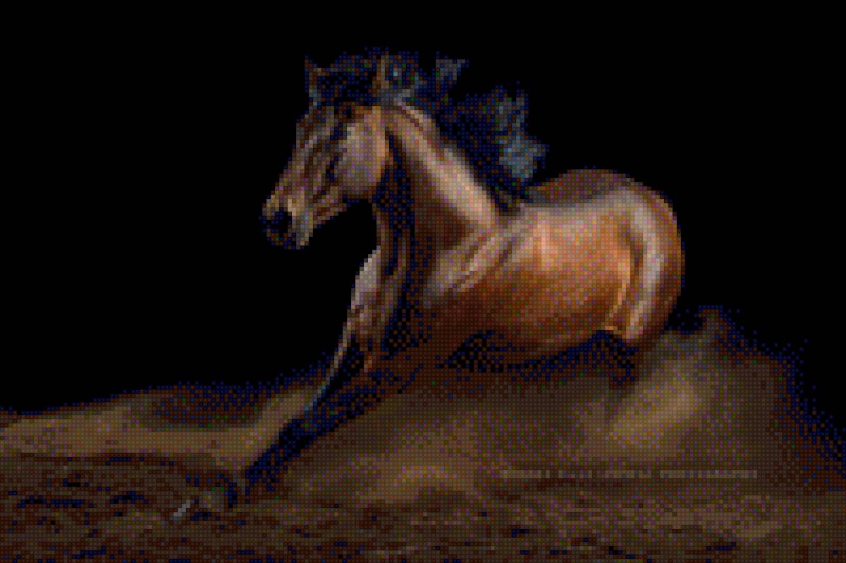 Гнедой конь - картина, лошади, животные, конь - предпросмотр