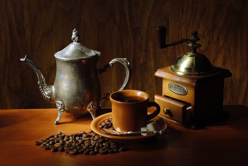 Чашка кофе - кофе, натюрморт, зерна - оригинал