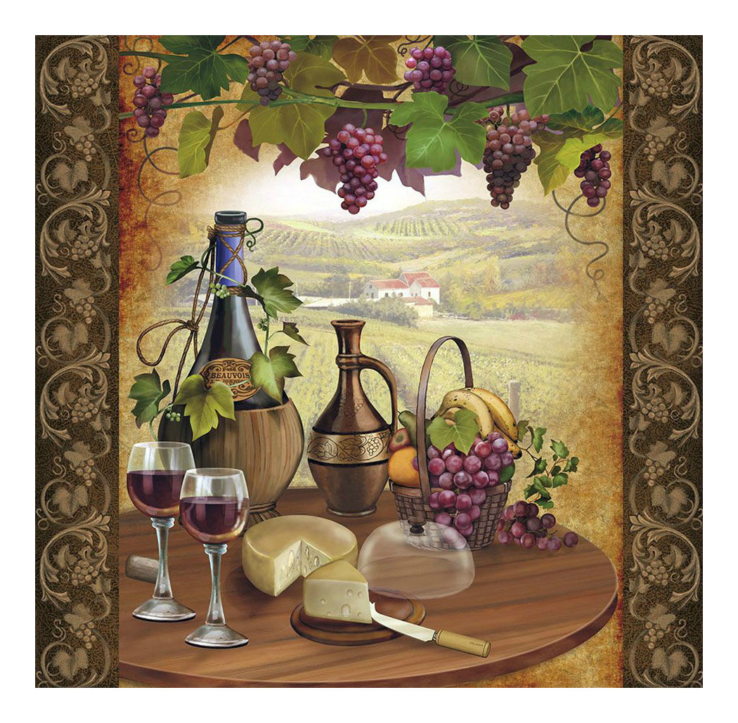Натюрморт с виноградом. - живопись, виноград, натюрморт, фрукты, сыр, бокал, пейзаж - оригинал