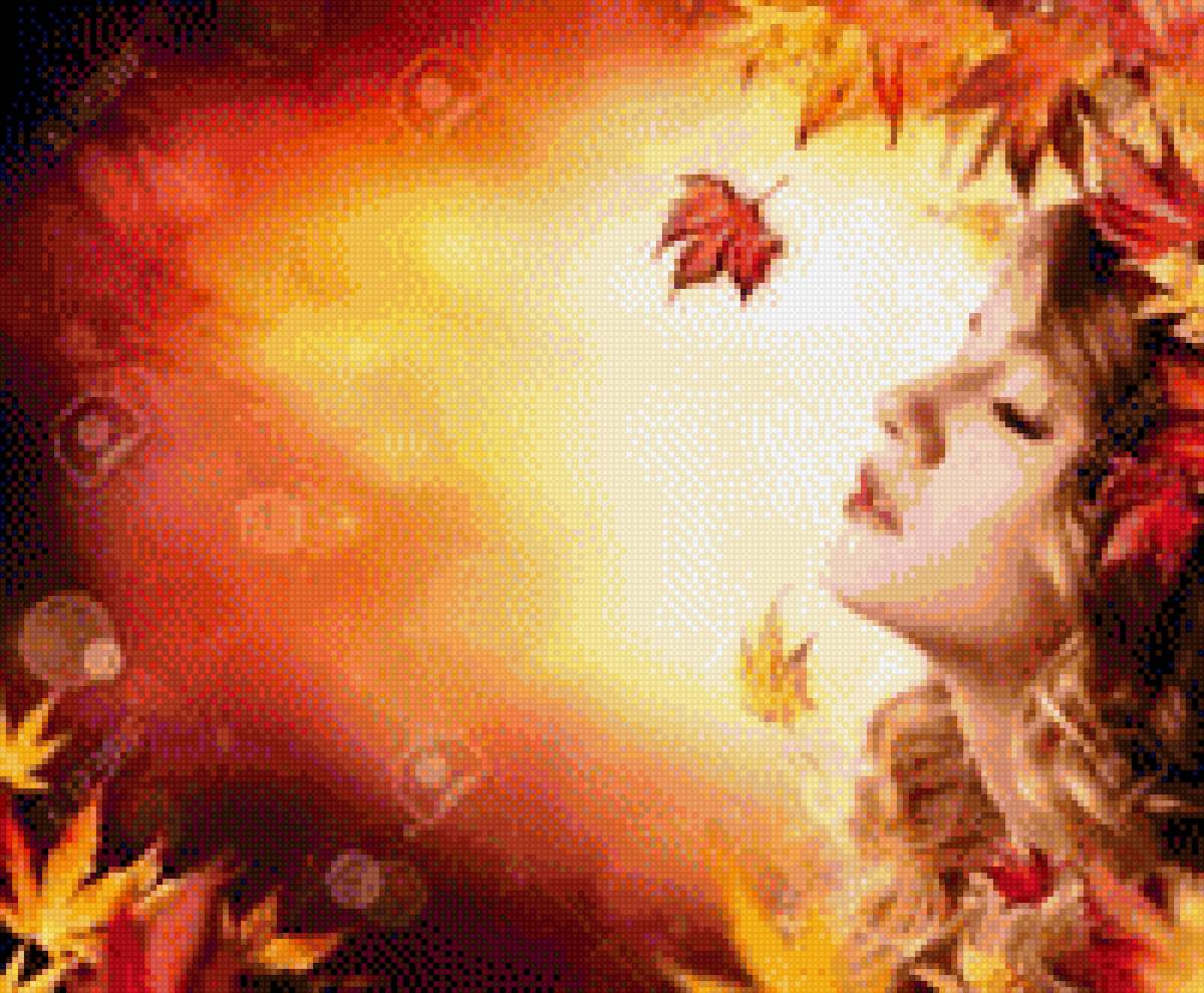 Девушка и осень - картина, природа, красота, девушка, женщина, осень, образ - предпросмотр