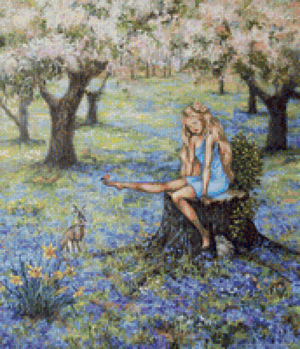 Девушка-Весна - женщина, картина, природа, девушка, красота, образ, весна - предпросмотр