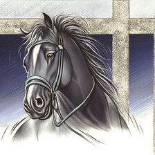 Оригинал схемы вышивки «Чёрный конь» (№2052873)