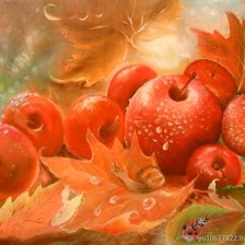 Оригинал схемы вышивки «Яблоки на листьях» (№2053744)