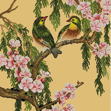 Схема вышивки «Птицы в цветущей вишне»
