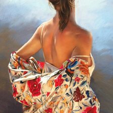 Схема вышивки «Mujer mantón de espaldas»