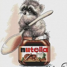 Схема вышивки «Енот и Nutella»