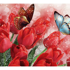 Схема вышивки «Тюльпаны и бабочки.»