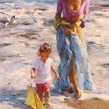 Оригинал схемы вышивки «Мама с ребенком на берегу моря» (№2057873)