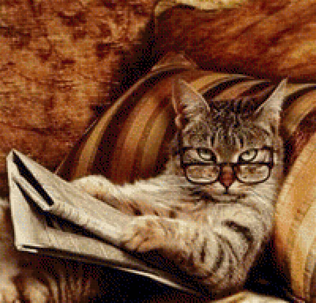 Кот читает газету - домашние любимцы, газета, котенок, читает - предпросмотр