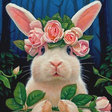 Схема вышивки «заяц в розах»