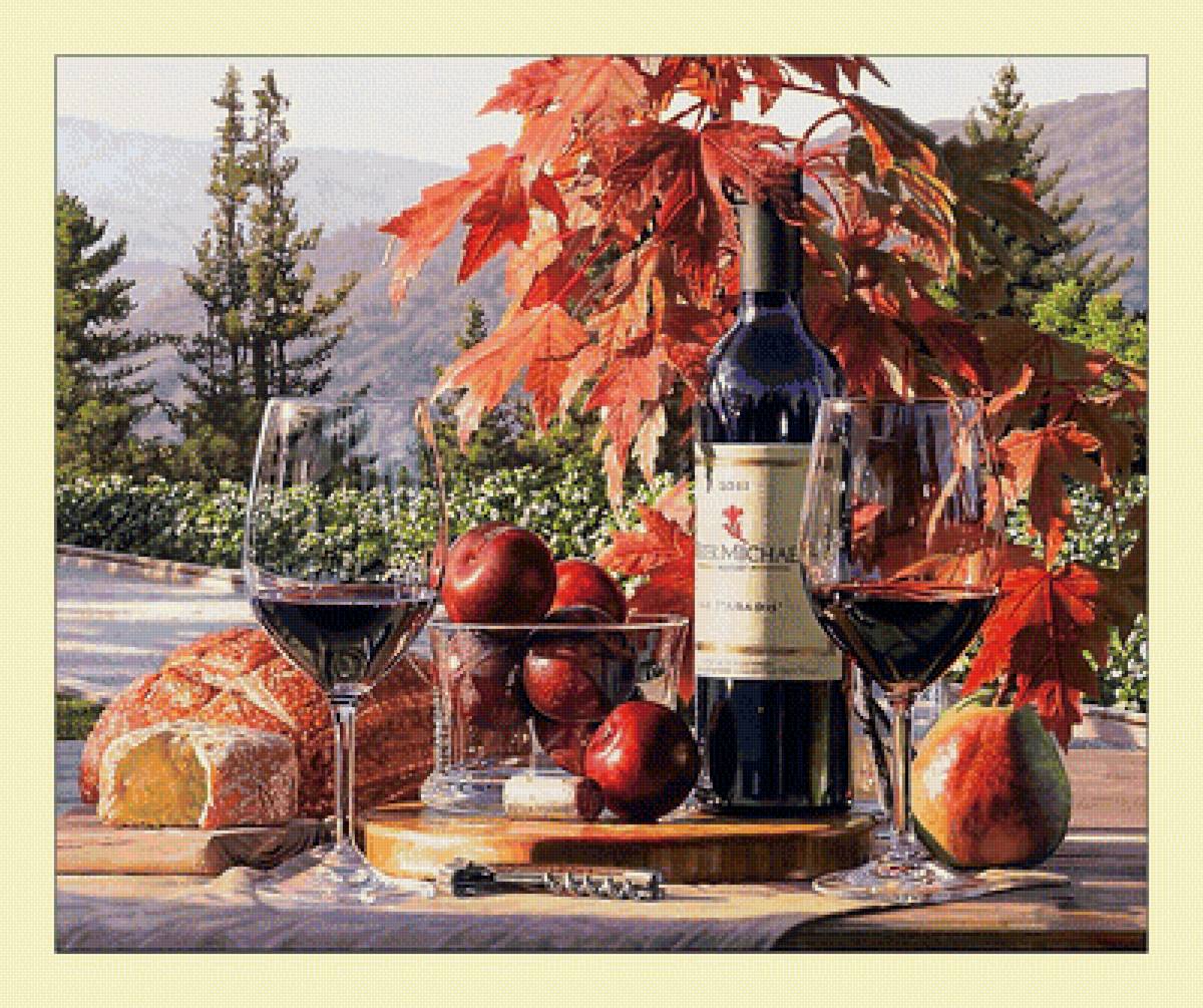 №2060254 - вино, бокалы, натюрморт, фрукты, виноград - предпросмотр
