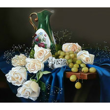 Схема вышивки «Натюрморт с белыми розами.»
